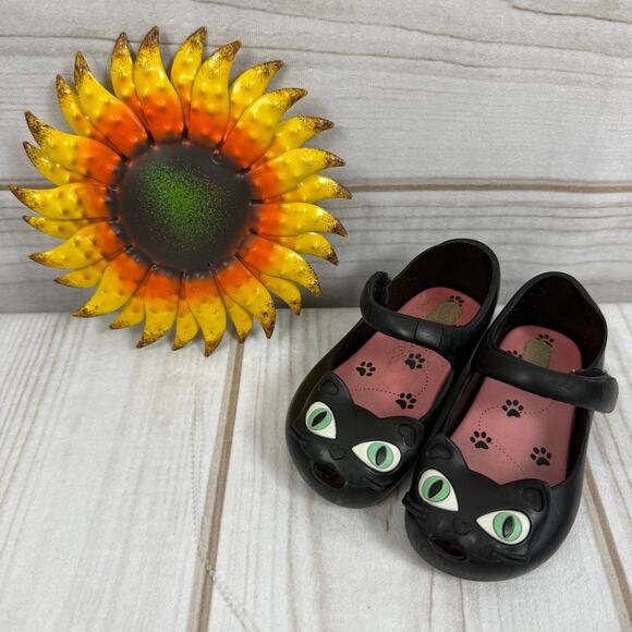 Mini Melissa Black Cat Mary Jane Shoes 7C - Picture 1 of 5